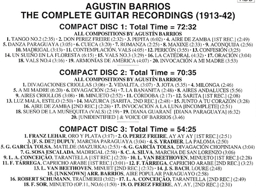AGUSTÍN PÍO BARRIOS - MUSIC FOR GUITAR 1913 - 1942 - CD Nº 2